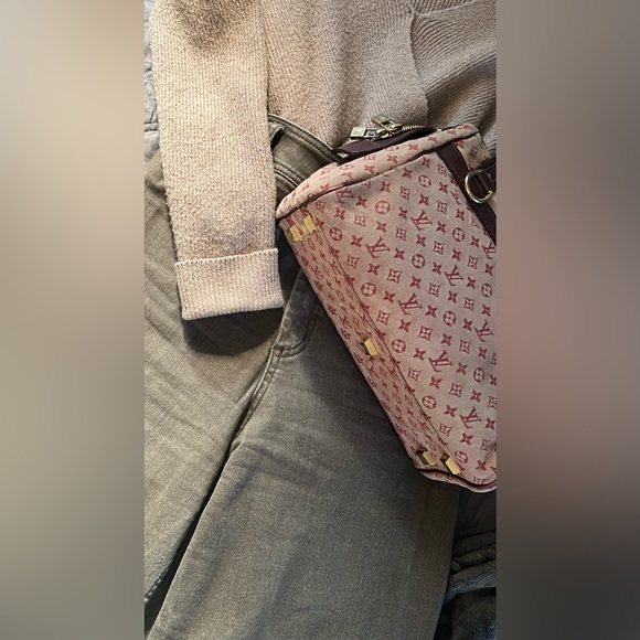 RARE vintage LV denim burgundy Josephine mini Lin. - Picture 2 of 14